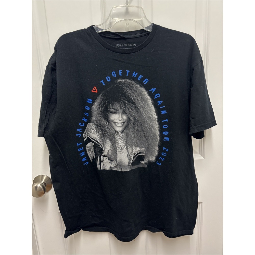 Janet Jackson 2023 Together Again Tour Large Mens Black Double-sided Graphic Tee